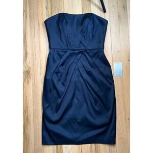 NEW Maggy London Strapless Formal Dress Women's 8 Blue Satin Mini Cocktail